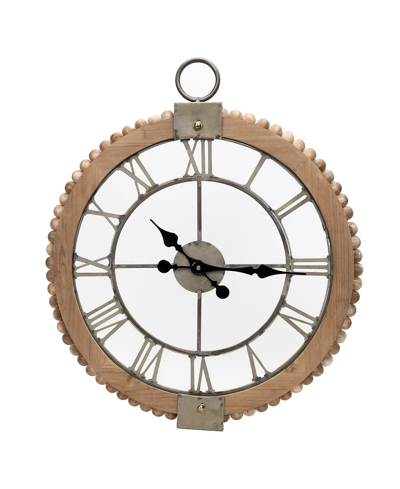 Slickblue Beaded Wood Wall Clock With Metal Face