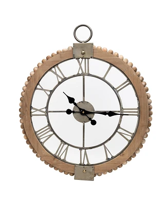 Slickblue Beaded Wood Wall Clock With Metal Face