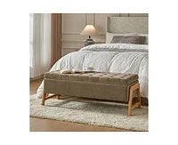 Hulala Home Mid-century Modern Lydia Storage Bench with Solid Wood Legs