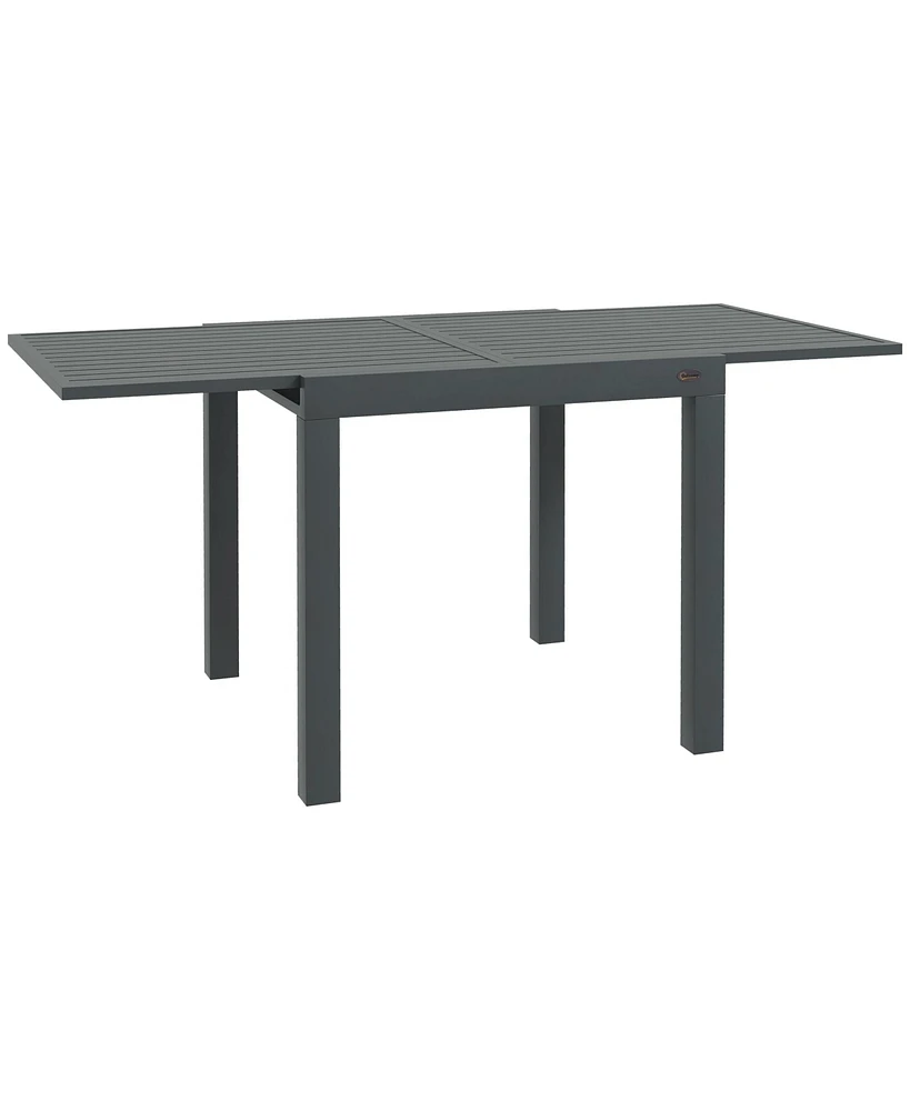 Outsunny Extendable Patio Dining Table for 4-6, Outdoor Dining Table, Gray