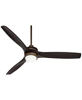 52" Windspun Rustic Farmhouse 3 Blade Indoor Ceiling Fan with Dimmable Led Light Remote Control Oil Rubbed Bronze Matte Black Wood for Living Kitchen