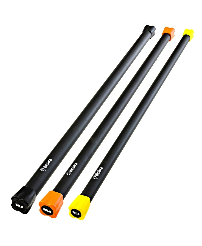 Bintiva Body Bar - Weighted Workout Bar Set - 15, 20, 25lb