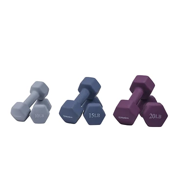 Bintiva Neoprene Dumbbells - Earth Tones 10lb, 15lb, 20lb Pairs