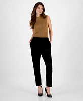 Tahari Asl Women's High Rise Velvet Ankle Pants