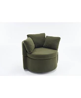 Simplie Fun Teddy Fabric Swivel And Storage Chair With Back Cushion For Living Room, Green