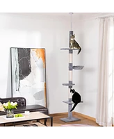 Streamdale Furniture 9' Adjustable Height Floor-To-Ceiling Vertical Cat Tree - Grey and White