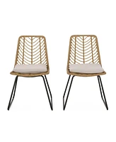Stylish Wicker Dining Chair Set with Water-Resistant Cushions
