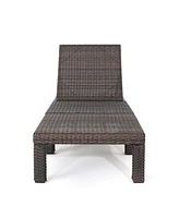 Simplie Fun Adjustable Wicker Chaise Lounge with Iron Frame for Outdoor Comfort