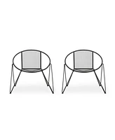 Simplie Fun Modern Mesh Club Chair Set with Hairpin Legs