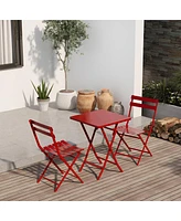 Streamdale Furniture 3 Piece Patio Bistro Set Of Foldable Square Table And Chairs