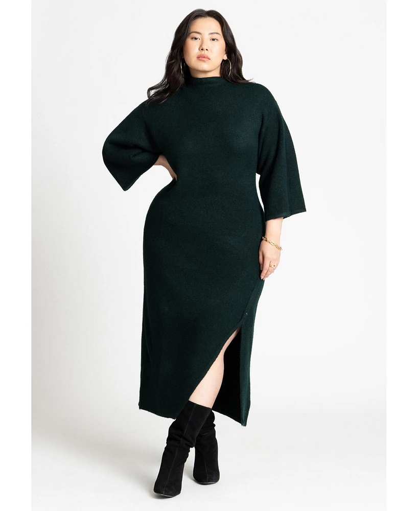 Eloquii Plus Funnel Neck Wide Sleeve Midi Dress