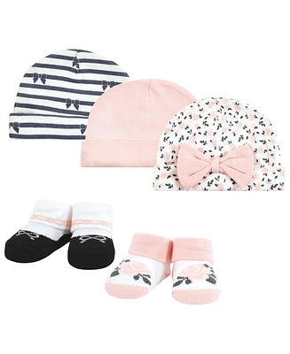 Hudson Baby Baby Girls Hudson Cap and Socks Set, 0-9 Months