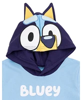 Bluey Boys Hooded Cosplay T-Shirt and French Terry Shorts Outfit Set