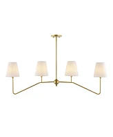 Jonathan Y Signe 47.5" 4-Light Classic Minimalist Iron Linear Led Pendant, Gold Painting