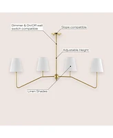 Jonathan Y Signe 47.5" 4-Light Classic Minimalist Iron Linear Led Pendant, Gold Painting