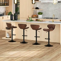 Set of 2 Adjustable Bar Stools Swivel Bar Chairs Pub Kitchen