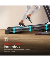 Sunny Health & Fitness Premium Smart Treadmill with Auto Incline, Speed Buttons, Double Deck Technology, Digital Performance Display, Bmi Calculator a