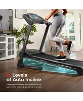 Sunny Health & Fitness Premium Smart Treadmill with Auto Incline, Dedicated Speed Buttons, Double Deck Technology, Digital Performance Display, Bmi Ca