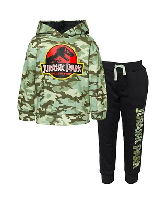 Jurassic World Toddler Boys Dinosaur Park T-Rex Fleece Pullover Hoodie and Pants Outfit Set to