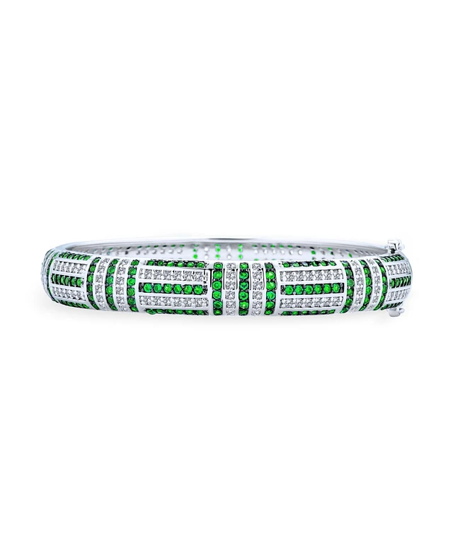 Bling Jewelry Anello a tutta lunghezza in stile Art Déco nero bianco CZ filigrana largo dichiarazione di moda per donne in ottone placcato argento