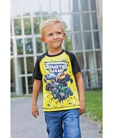 Monster Jam Toddler Boys 3 Pack T-Shirts to Grave Digger El Toro Loco Megalodon