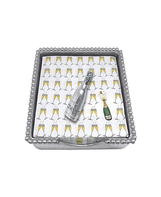 Mariposa Champagne Beaded Napkin Box Set