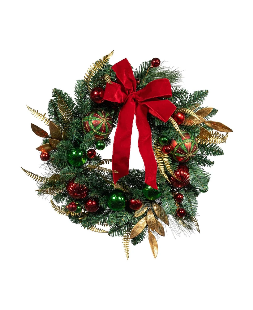 Kurt Adler Unlit Ribbon Wreath, 24 Inches