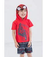 Marvel Toddler Boys Spider-Man Cosplay T-Shirt and Mesh Shorts Outfit Set to - Spider