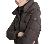 Dkny Women's Bibbed Hooded Zip-Front Puffer Coat