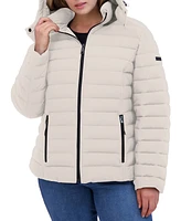 Nautica Plus Faux-Fur-Trim Hooded Packable Puffer Coat