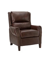 Hulala Home Alicia 32.68'' Wide Genuine Leather Manual Recliner with Solid Wood Legs