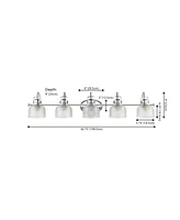 Jonathan Y Virginia 42.75" 5-Light Metal/Glass Led Vanity Light, Chrome
