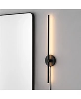 Jonathan Y Anton 27.25" 1-Light Modern Minimalist Iron Adjustable Bar Integrated Led Plug-In Sconce