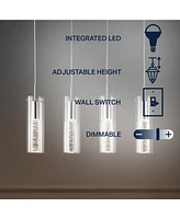 Jonathan Y Mium 29.5" 4-Light Modern Style Iron/Crystal/Glass Integrated Led Linear Pendant, Chrome