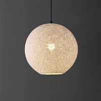 Jonathan Y Lacey 16" 1-Light Bohemian Minimalist Iron/Rope Woven Globe Led Pendant, White/Black