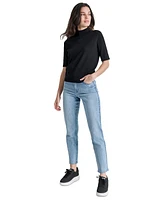 Dkny Jeans Petite Mock-Neck Embellished-Logo Sweater