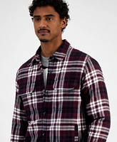 Sun + Stone Men's Noah Long Sleeve Snap-Front Plaid Shirt Jacket, Created for Macy's