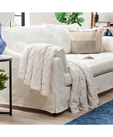 Chanasya Premium Fuzzy Faux Fur Rectangular Embossed Throw Blanket