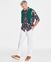 Club Room Men's Garden Floral Poplin Long-Sleeve Button-Down Shirt, Created for Macy's