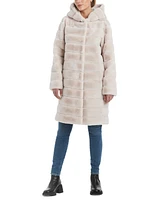 Jones New York Women's Grooved Faux-Fur Hooded Coat