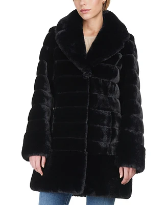 Jones New York Women's Faux-Fur Notched Collar Coat