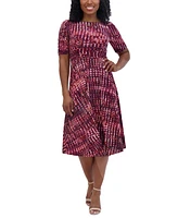 Jessica Howard Petite Printed Ruched Short-Sleeve Dress