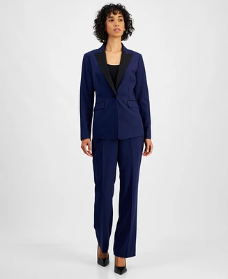 Le Suit Women's Contrast-Lapel Pantsuit