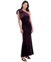 Eliza J Women's Velvet Bow-Trim One-Shoulder Gown