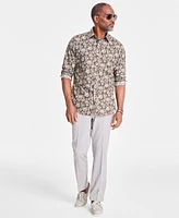 Club Room Men's Floral Tyle Refined Woven Long-Sleeve Button-Down Shirt, Created for Macy's