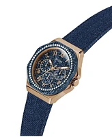 Guess Women's Multi-Function Blue Denim Watch 36mm