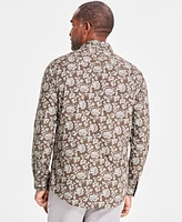 Club Room Men's Floral Tyle Refined Woven Long-Sleeve Button-Down Shirt, Created for Macy's