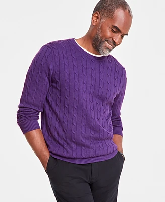 Club Room Men's Cable-Knit Cotton Sweater, Created for Macy's