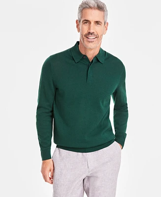 Club Room Men's Merino Wool Blend Polo Sweater, Created for Macy's