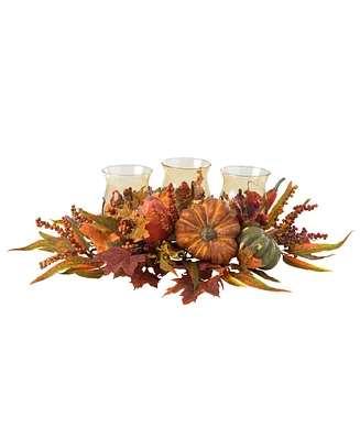 Slickblue Harvest Triple Candelabrum - Autumn Table Decor with Seasonal Flair